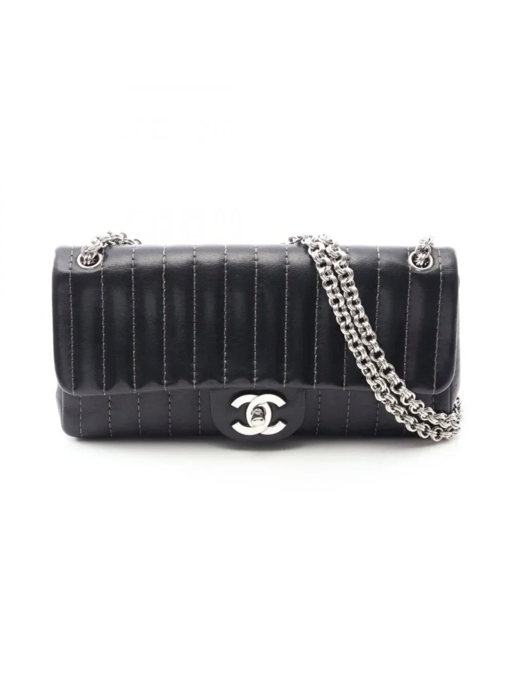 Chanel Shoulder Bag Mademoiselle Black Lambskin East Waist Chain